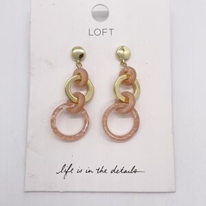 Loft Pink Acrylic Gold Tone Hoop Dangle Earrings Gold Tone Pierced